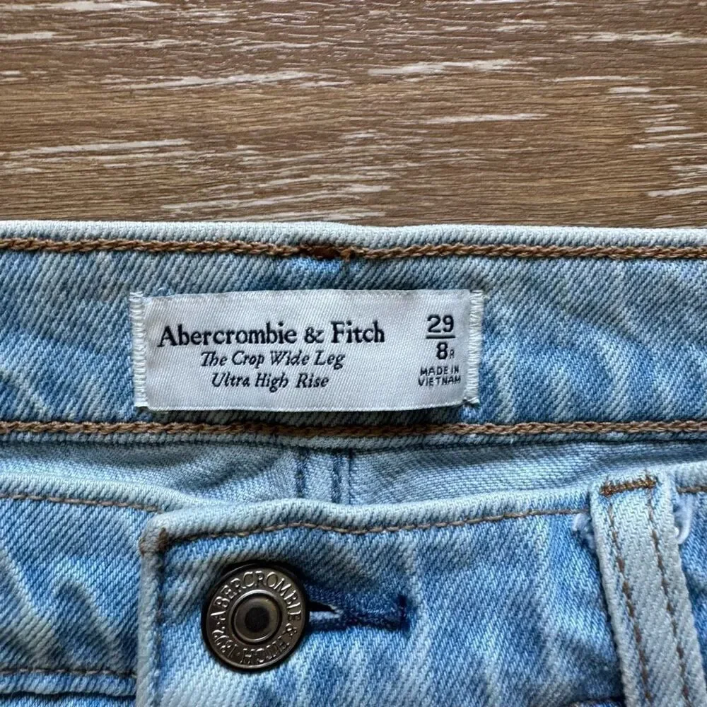 Abercrombie The Crop Wide Leg Ultra High Rise Jeans - Picture 5 of 6